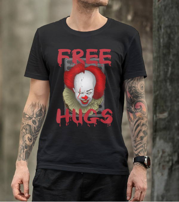 Free Hugs Halloween Evil Killer Scary Clown T-Shirt