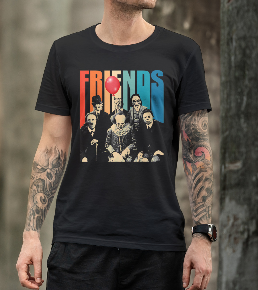 Friends Evil Scary Haunted Halloween Mask Horror Characters Balloon T-Shirt