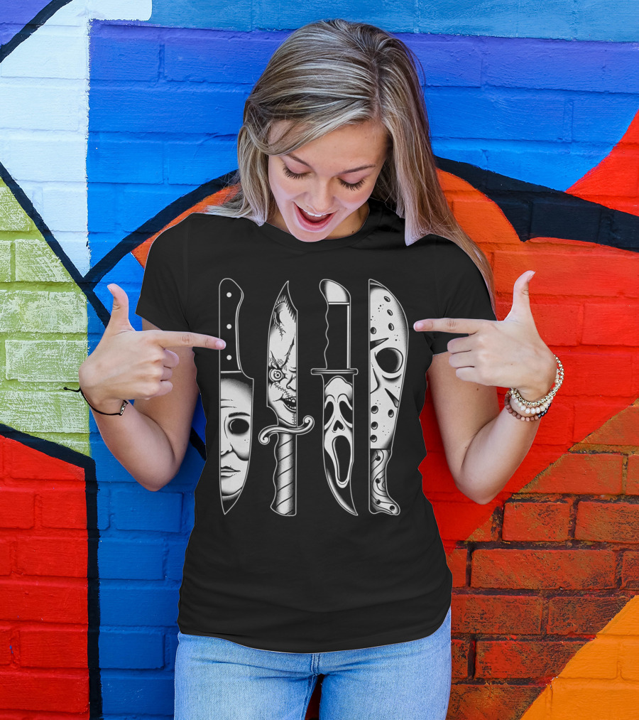 Horror Movie Knives Machete Friday Scary Icons T-Shirt