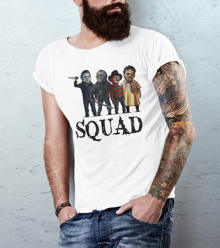 Halloween Horror Movies Fan Lover Squad Iconic Characters T-Shirt