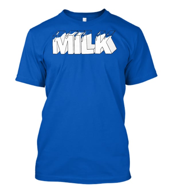 Ted Nivison Milk Merch Bold Blue Text T-Shirt