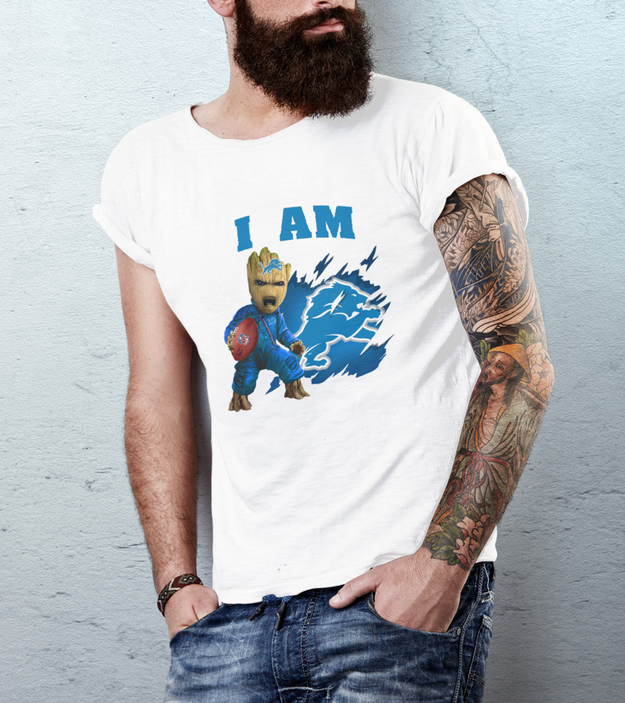 I Am Groot Detroit Lions Football Fan Mashup T-Shirt