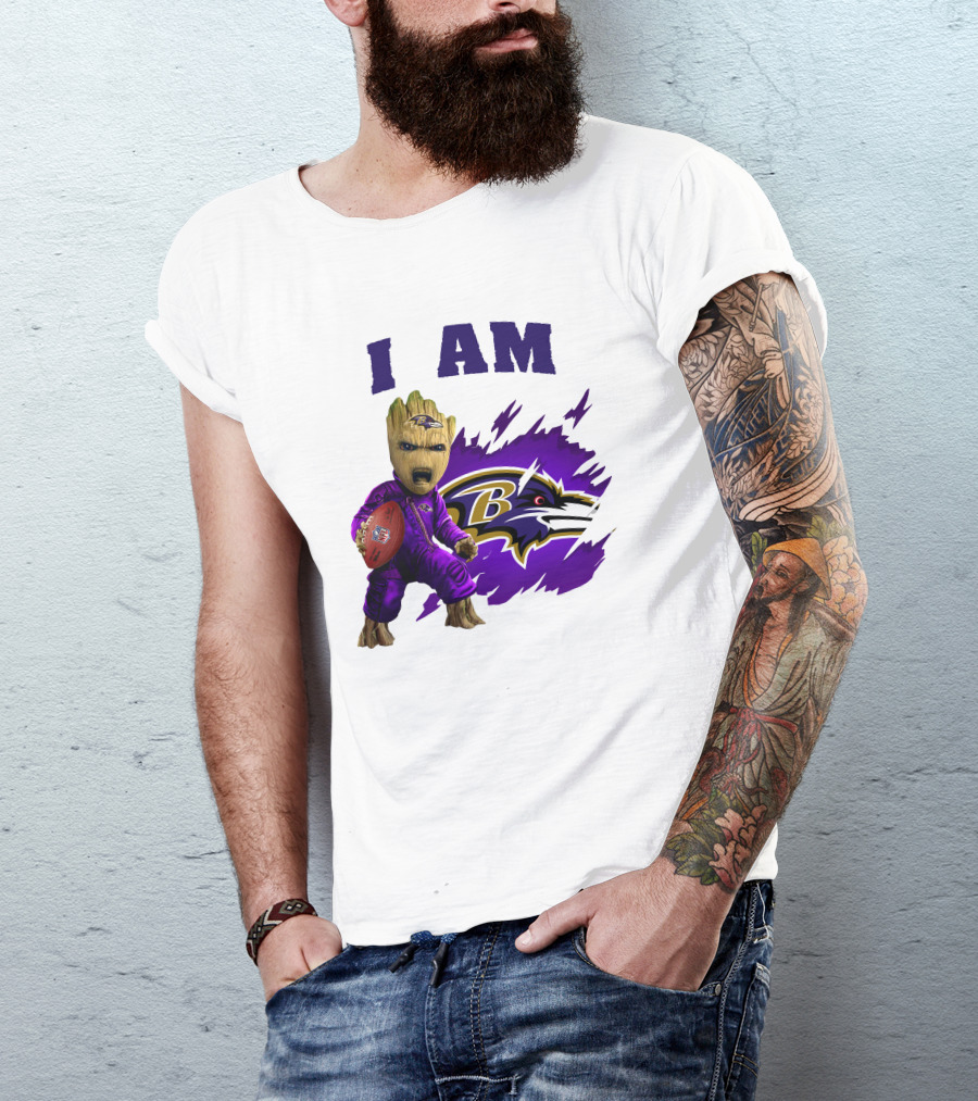 I Am Groot Baltimore Ravens Football Fan T-Shirt