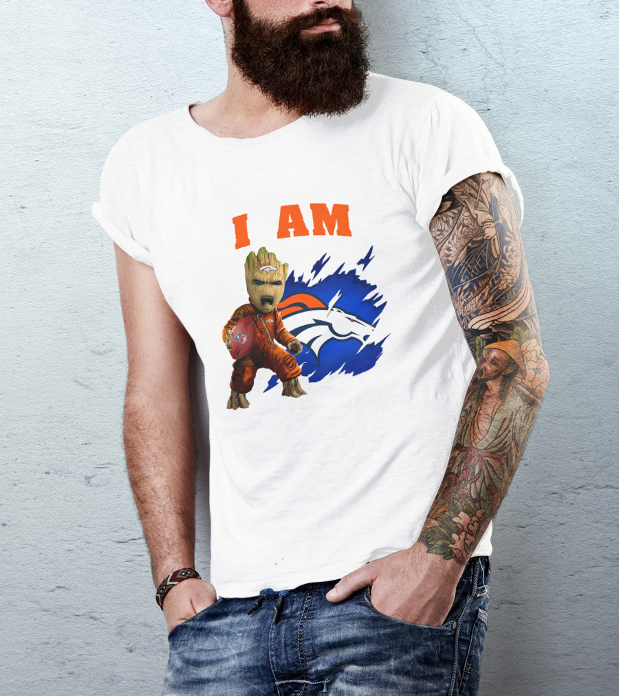 I Am Groot Denver Broncos Football Fan Character T-Shirt