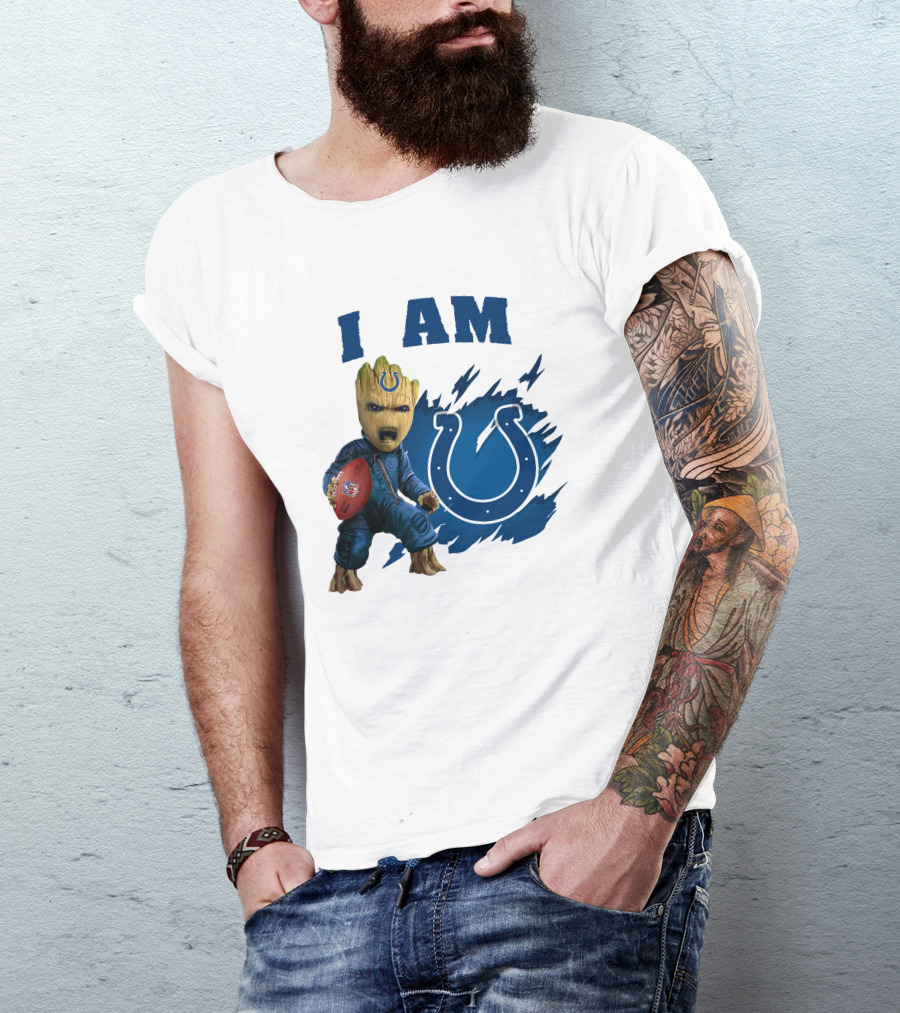 I Am Groot Indianapolis Colts Football Fan Fantasy Character T-Shirt