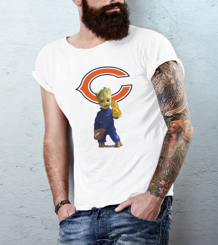 Chicago Bears Groot Football Infinity Gauntlet T-Shirt