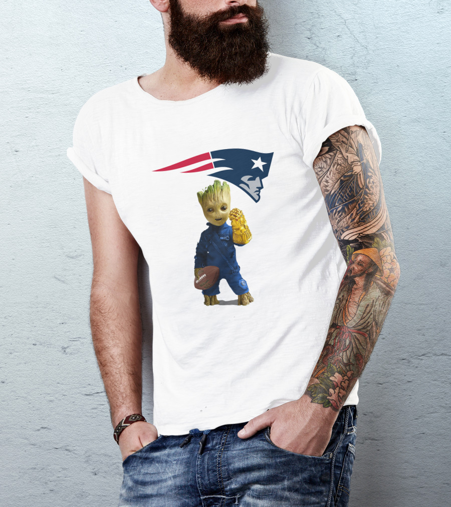New England Patriots Groot Football Infinity Gauntlet T-Shirt