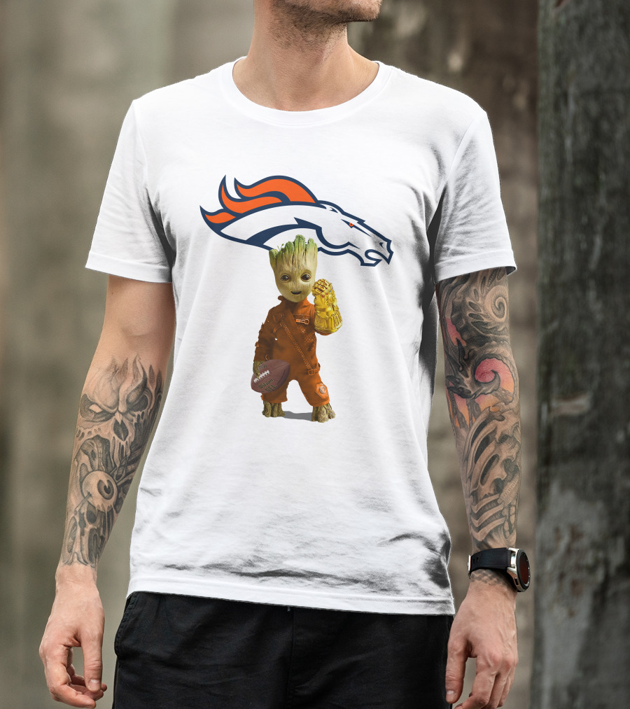 Denver Broncos Groot Infinity Gauntlet Football Fan T-Shirt