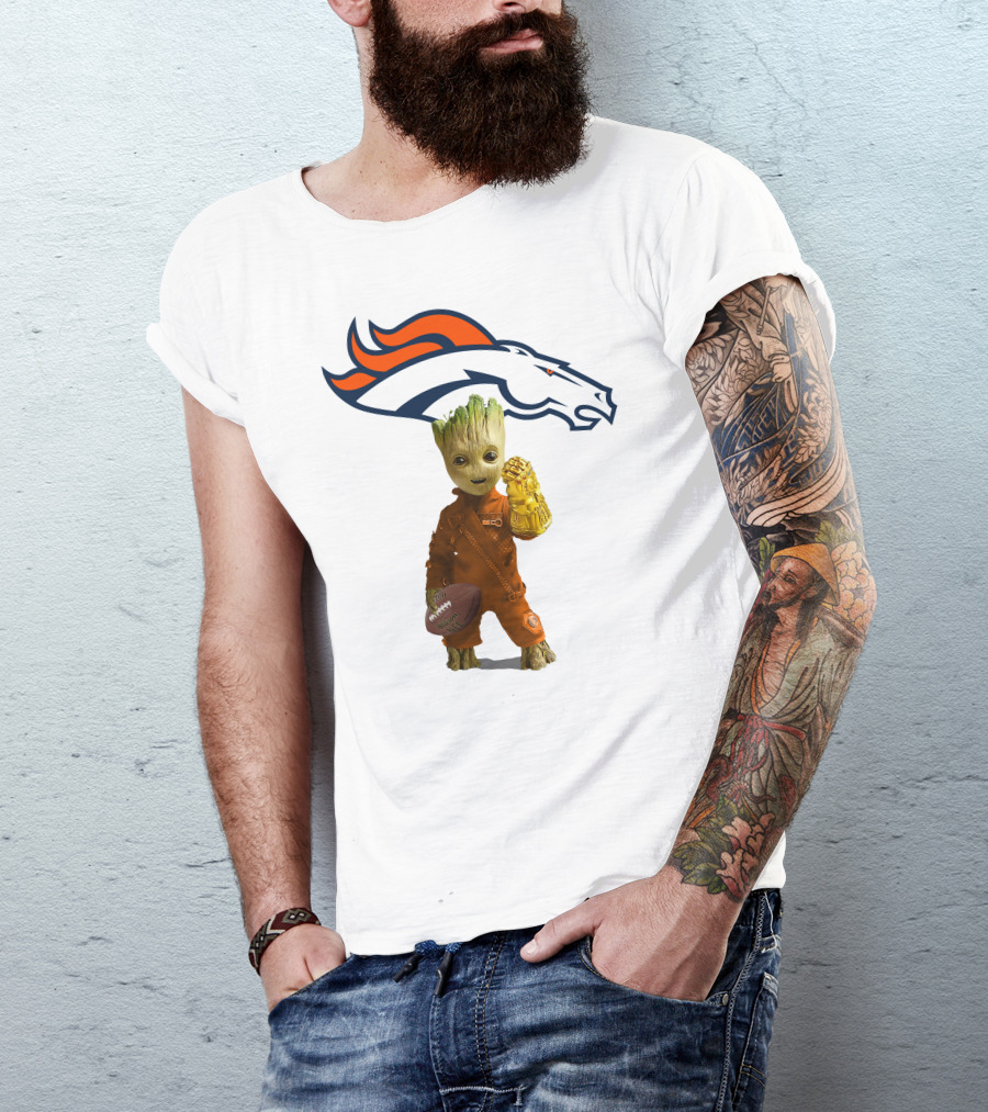 Denver Broncos Groot Infinity Gauntlet Football Fan T-Shirt