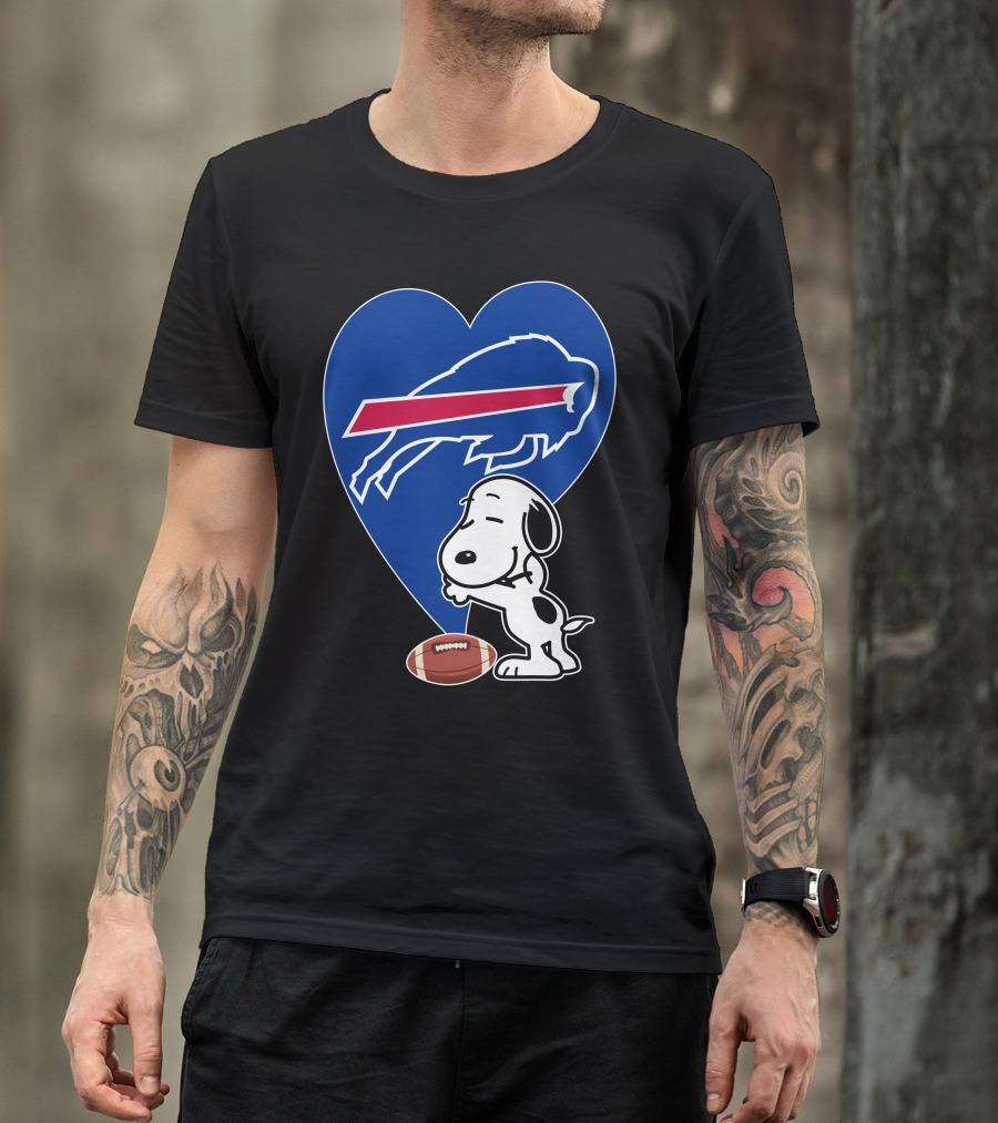 Buffalo Bills Snoopy Hug Heart Football T-Shirt