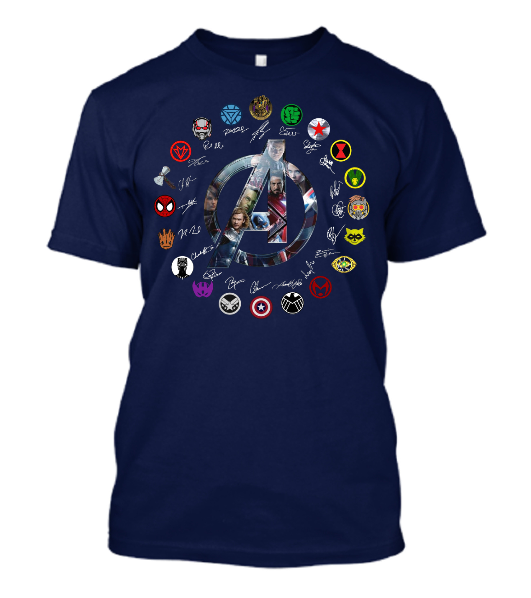 Avengers Endgame Emblem With Iconic Superhero Logos T-Shirt