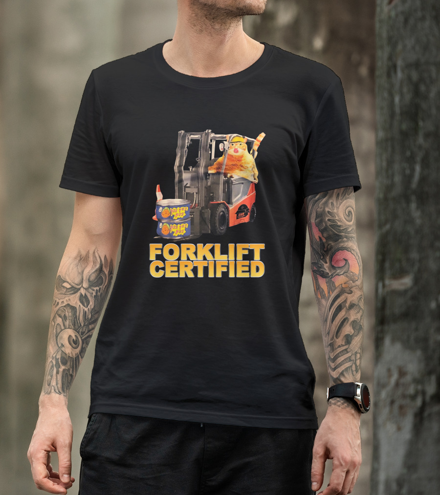 Forklift Certified Cat With Chef Pepe Soup Cans T-Shirt
