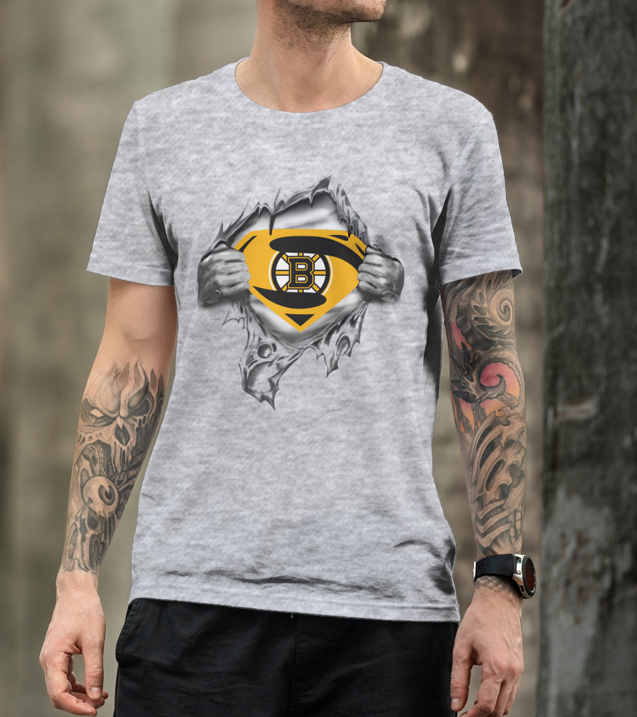 Boston Bruins Superman Logo Reveal T-Shirt