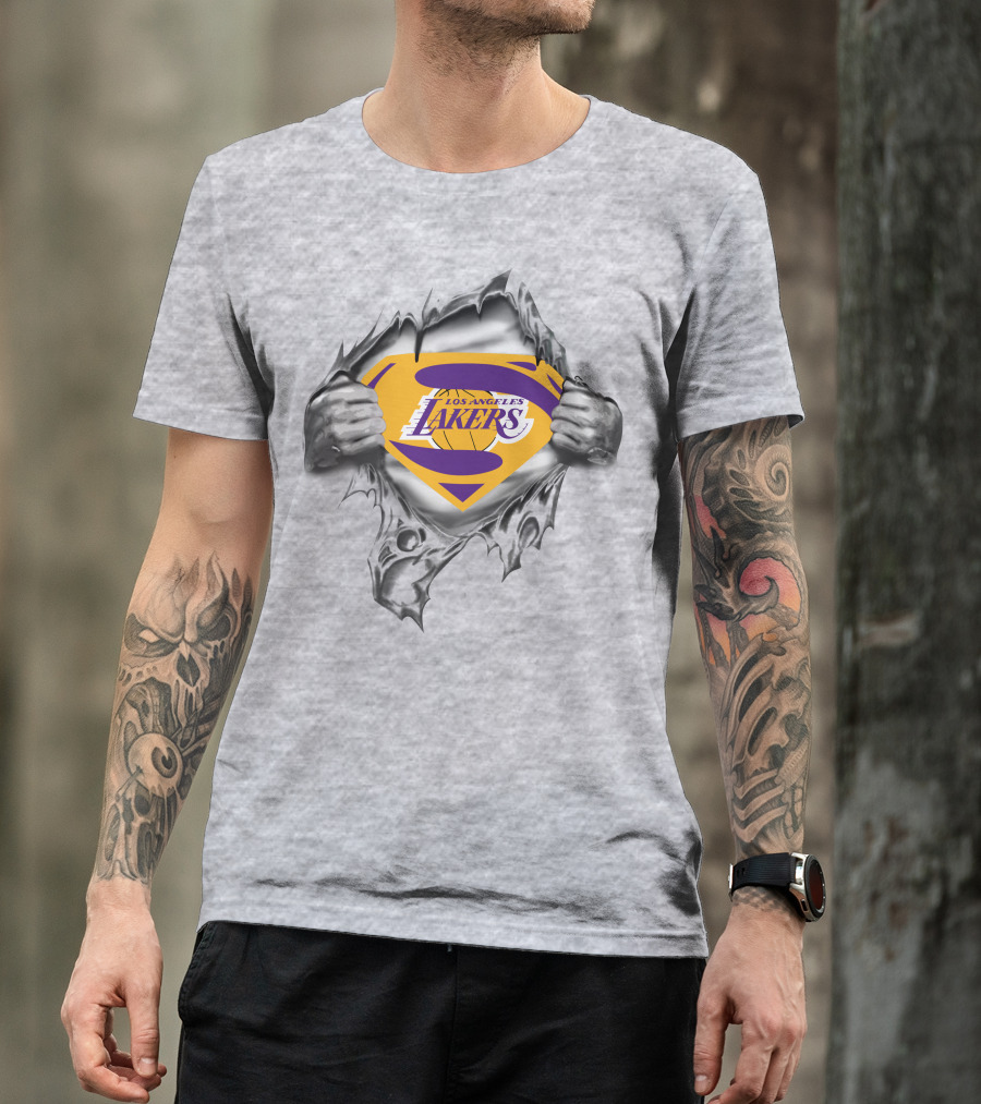 Los Angeles Lakers Superman Logo Tear T-Shirt