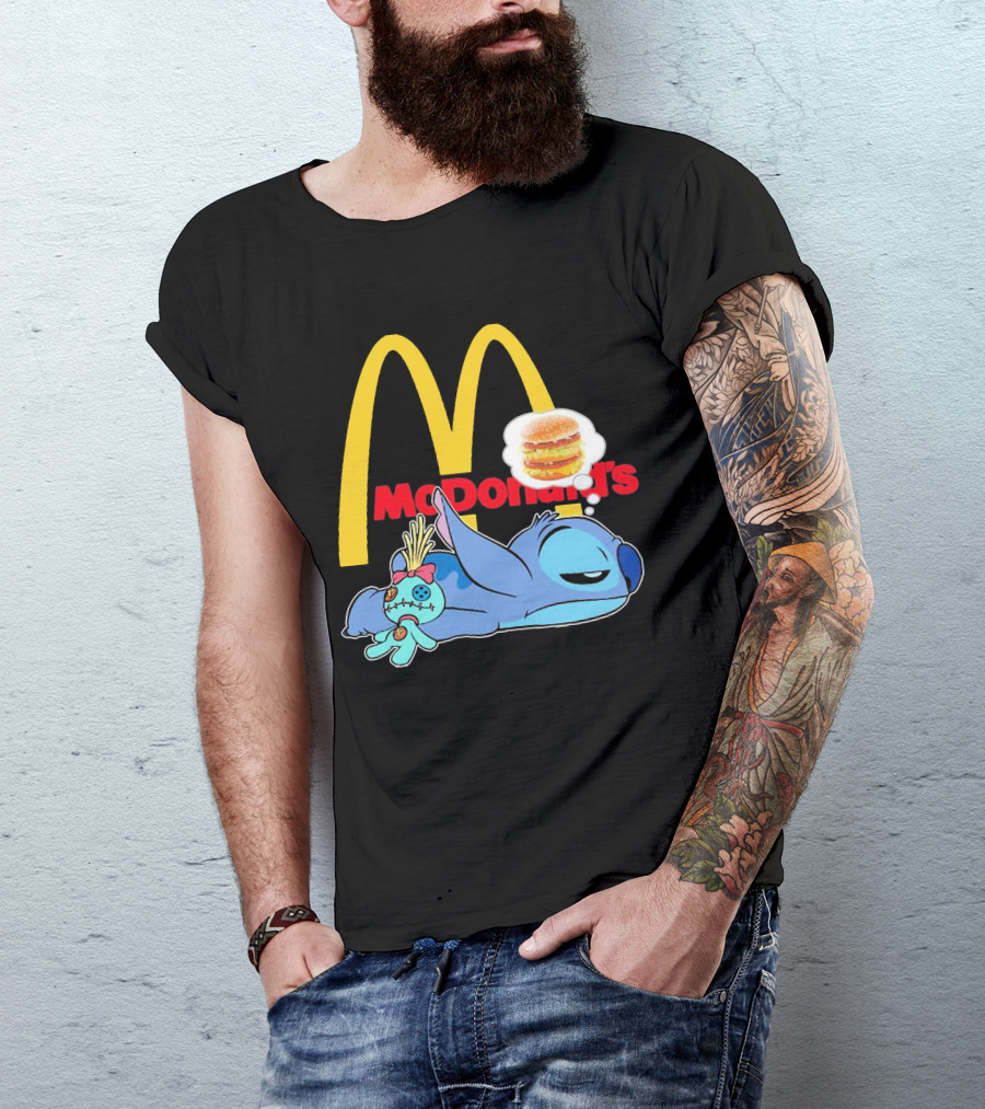 Stitch Sleeping Under McDonald's Golden Arches Dreaming Of Burger T-Shirt