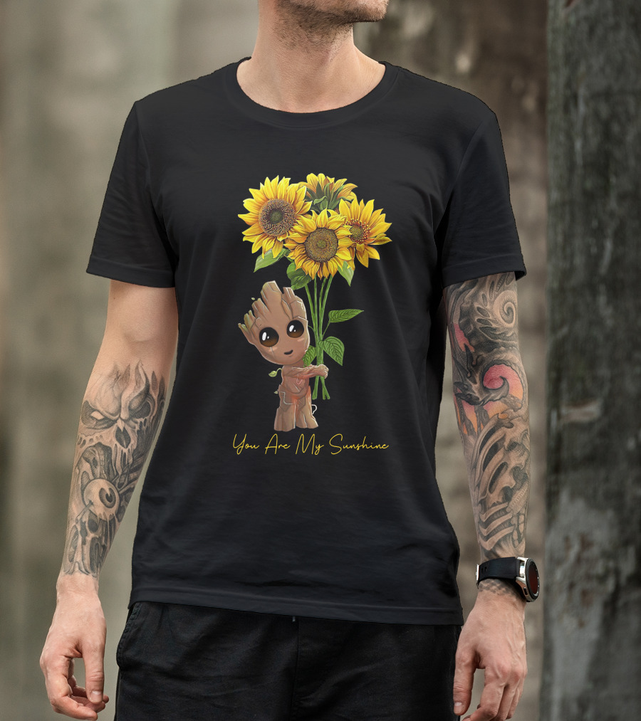 Baby Groot Holding Sunflowers You Are My Sunshine T-Shirt
