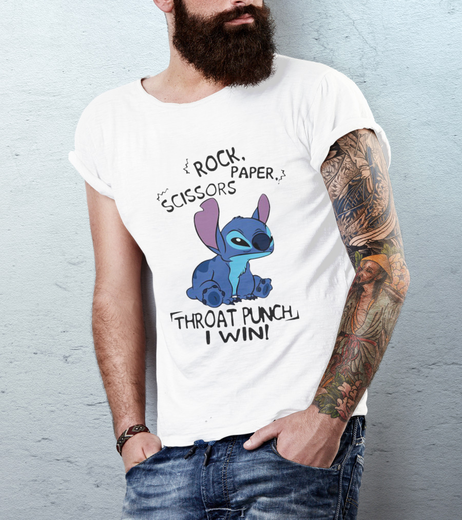 Stitch Rock Paper Scissors Throat Punch I Win T-Shirt