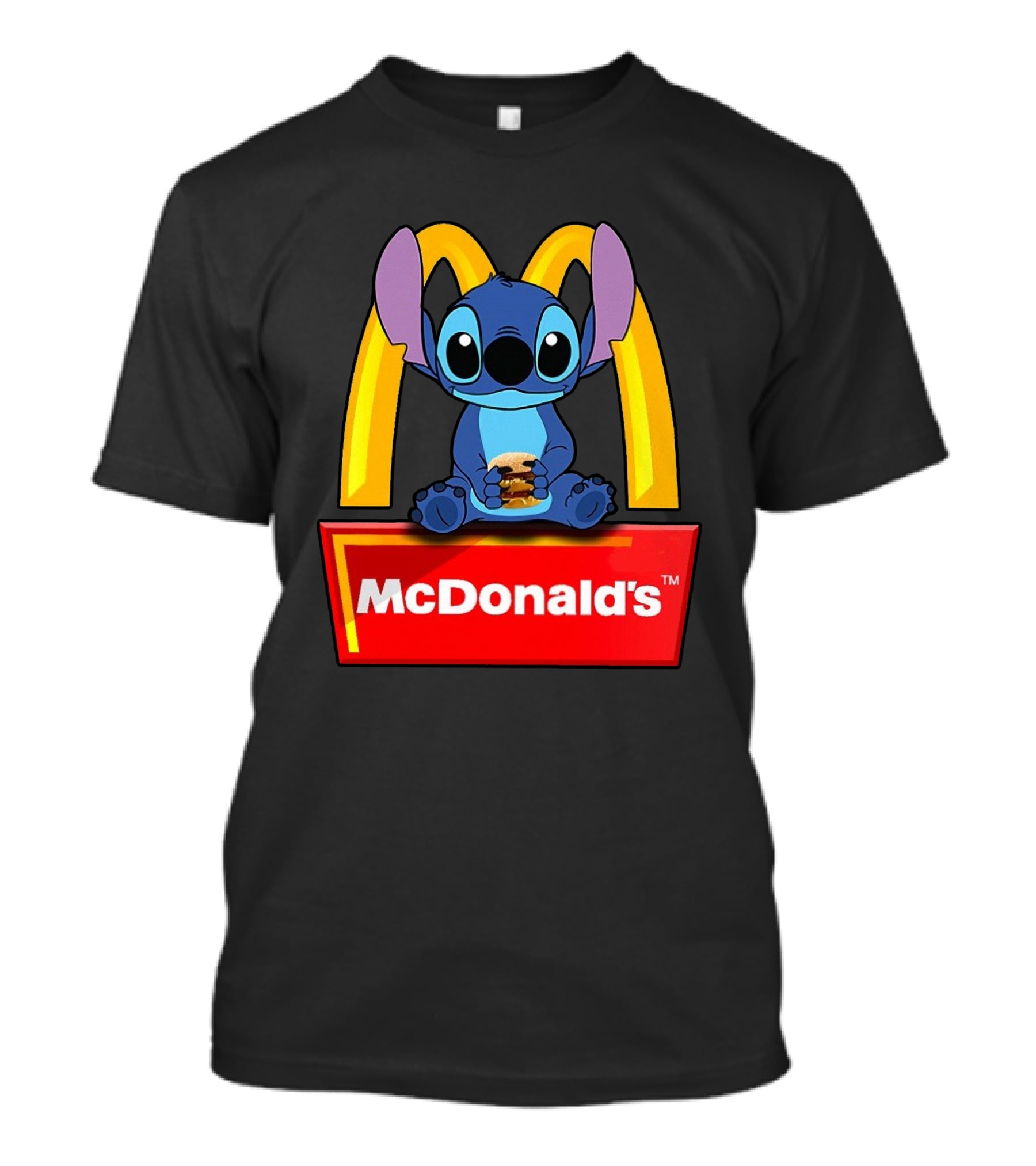 Baby Stitch Holding McDonald's Burger In Iconic T-Shirt