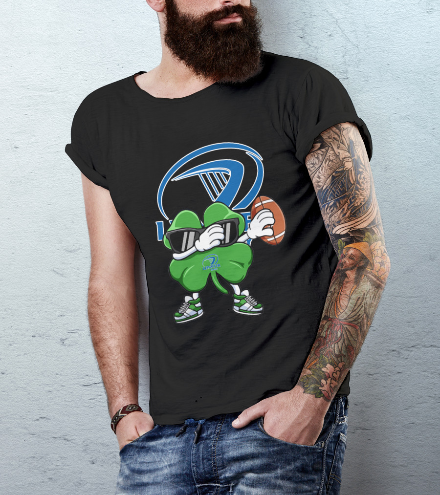 Leinster Rugby Shamrock Mascot Holding Rugby Ball T-Shirt