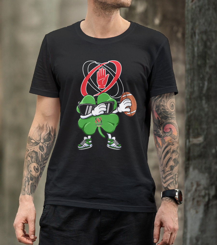 Ulster Rugby Clover Football Icon With Red Hand T-Shirt