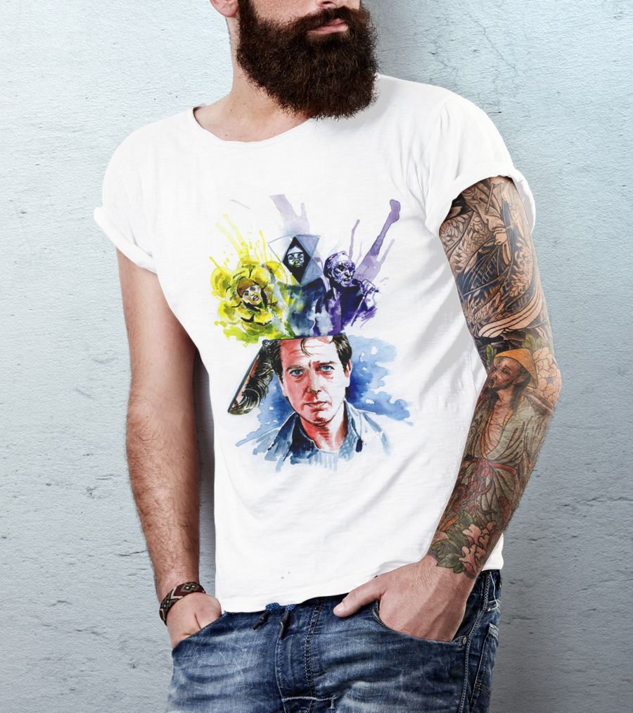 Peter Gabriel Watercolor Portrait With Surreal Artistic Elements T-Shirt