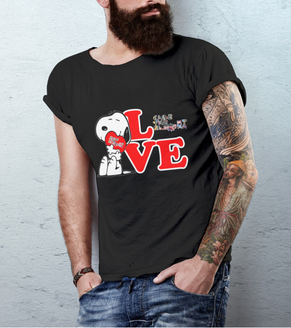 LOVE Snoopy With Cage The Elephant Heart T-Shirt