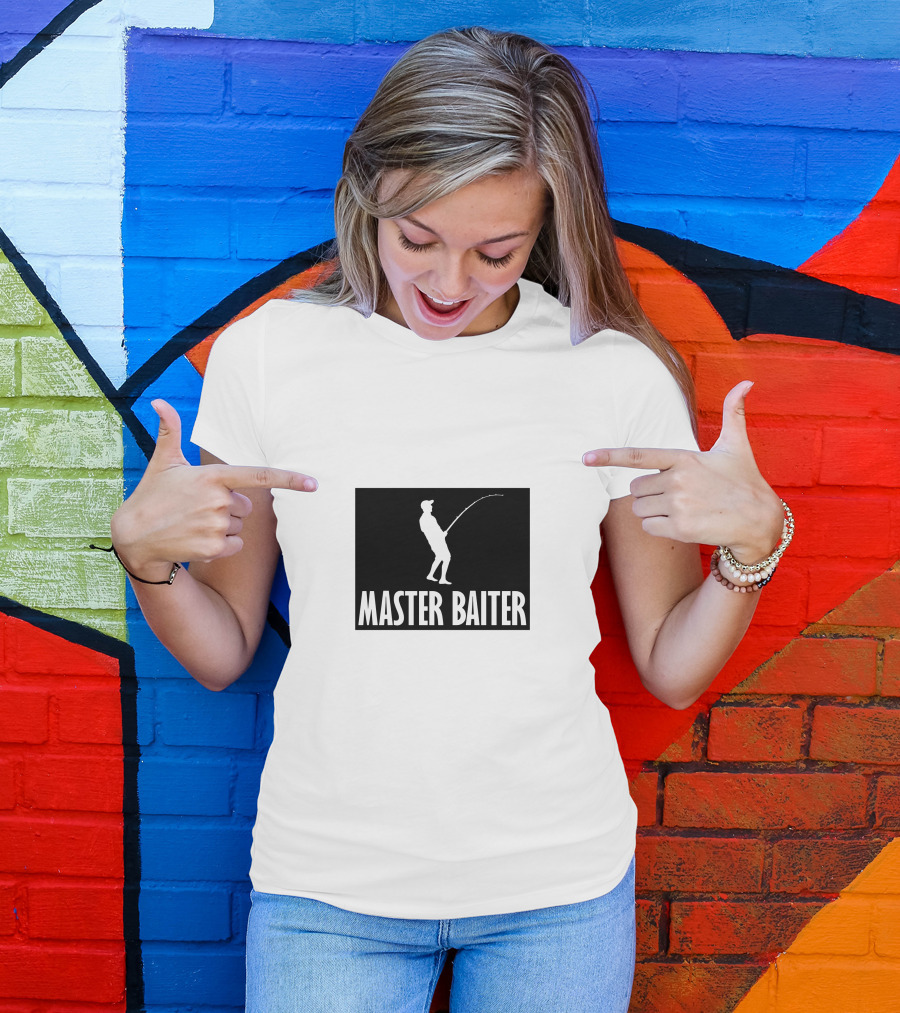 Master Baiter Fishing Silhouette Joke T-Shirt
