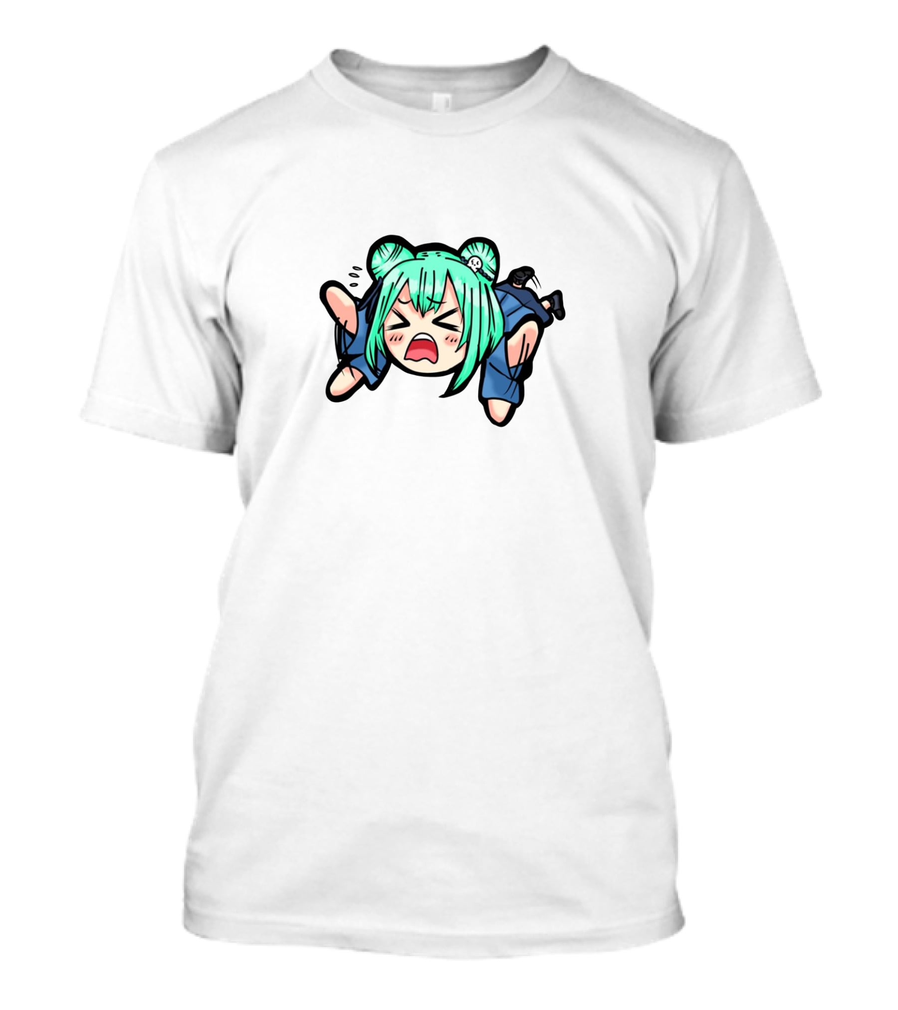 Hololive Green-Haired Anime Character Crying Chibi T-Shirt