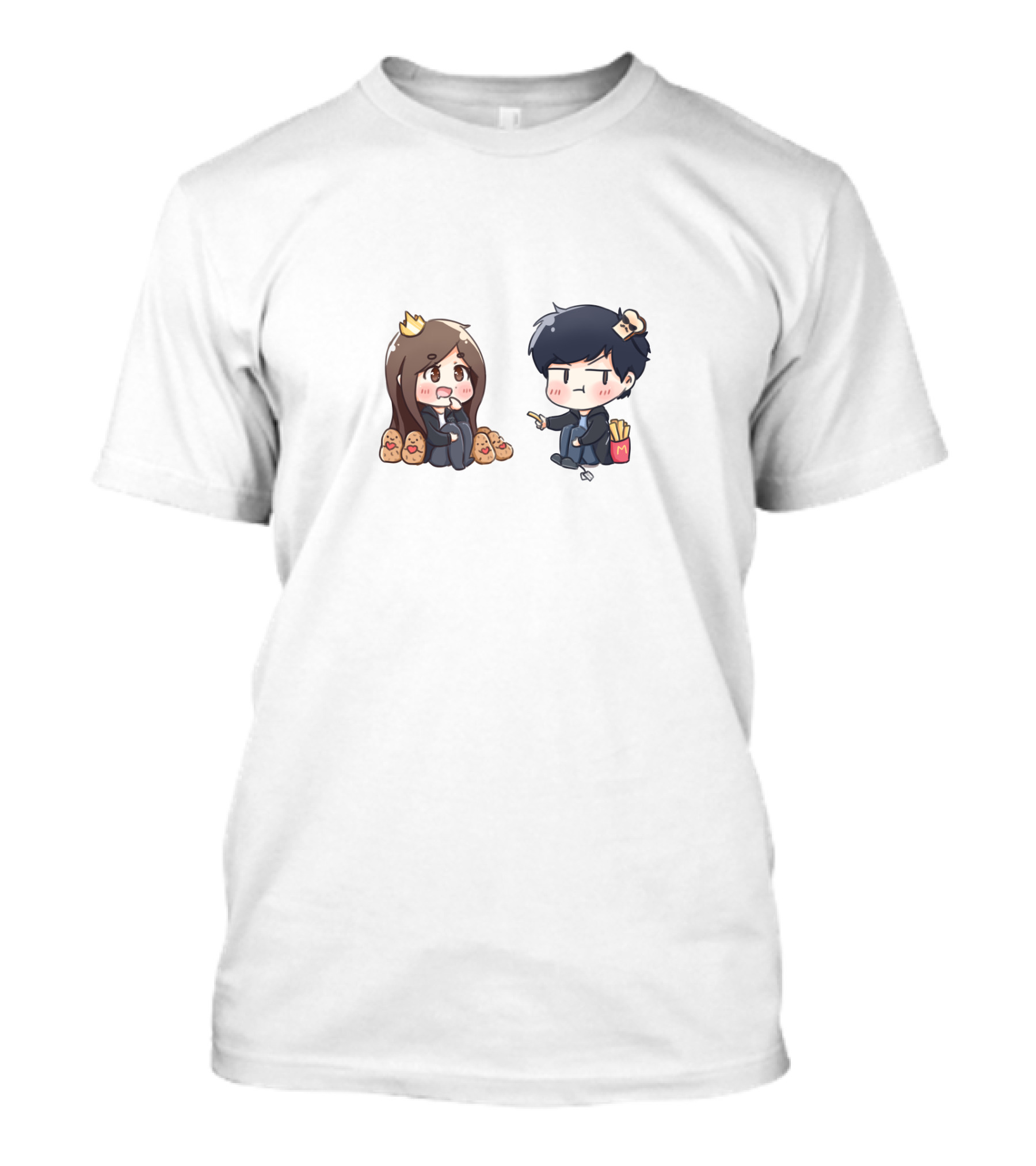 Offlinetv Cute Character Fry And Crown Cartoon Duo T-Shirt