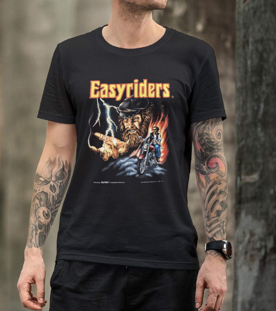 Easyriders Vintage 3D Emblem Lightning Biker Made In U.S.A T-Shirt