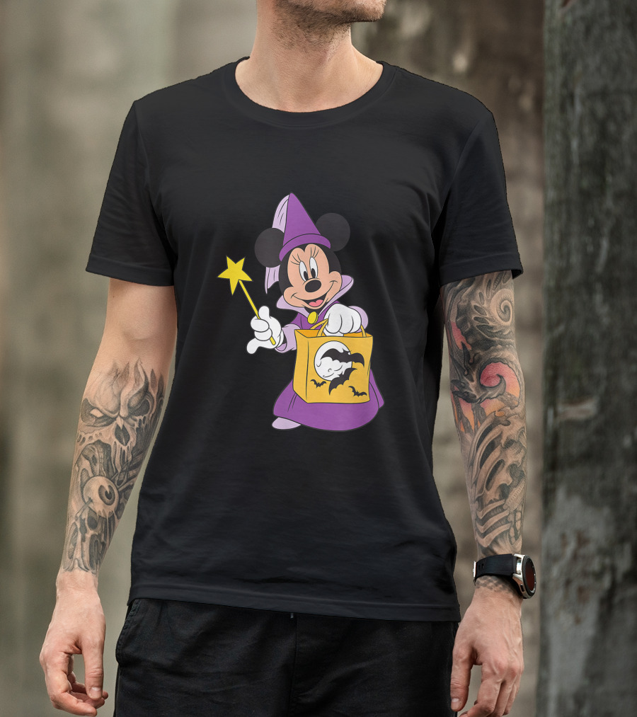 Disney Halloween Minnie Mouse Witch Costume With Magic Wand And Trick-or-Treat Bag T-Shirt