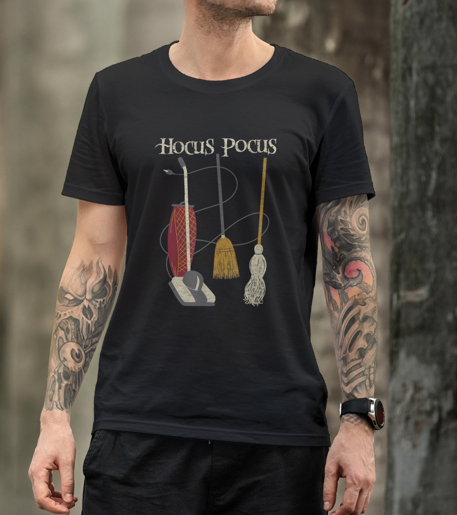 Hocus Pocus Witch Rides Vacuum Broom Mop T-Shirt