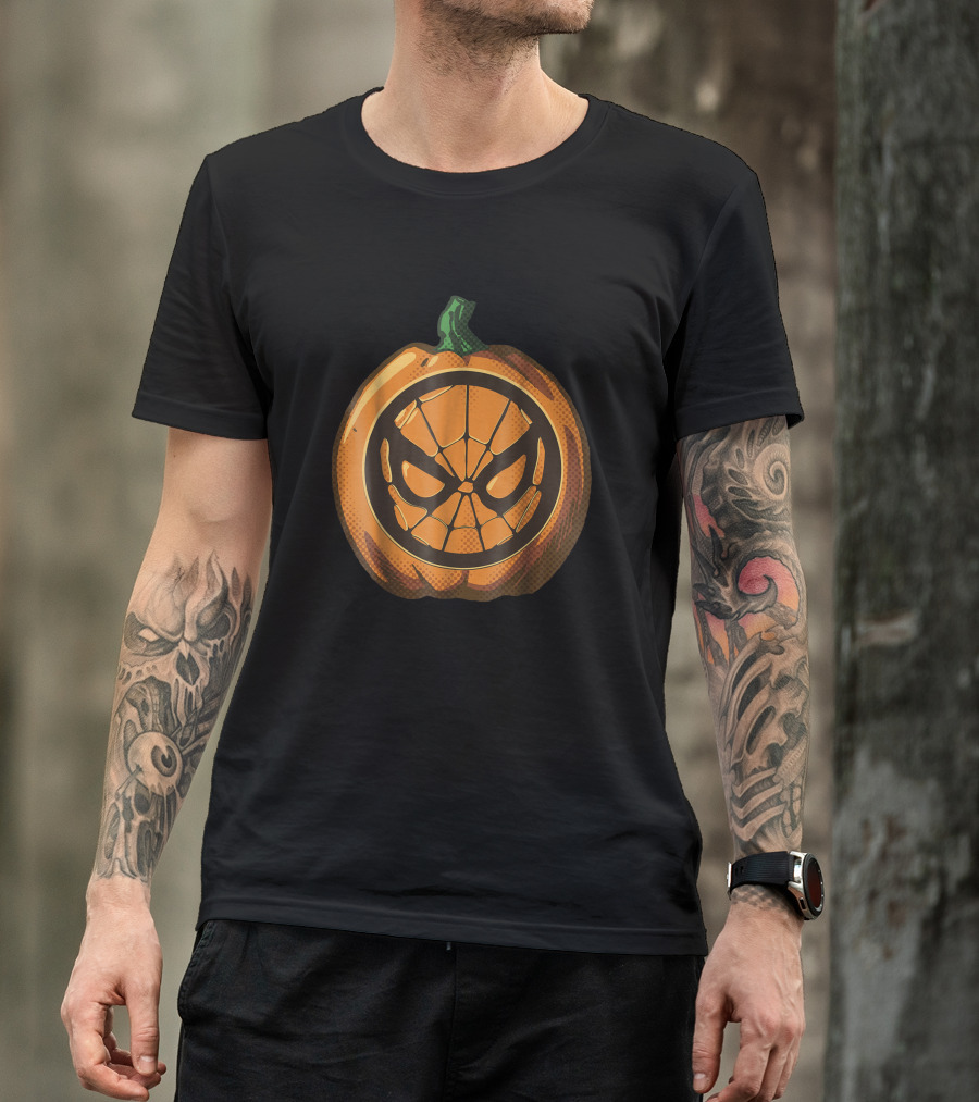 Marvel Spider Man Pumpkin Halloween Face T-Shirt