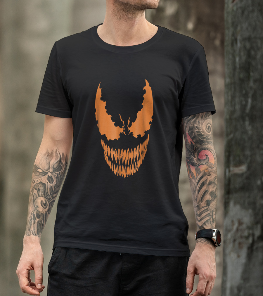 Marvel Venom Orange Face Iconic Symbiote Grin T-Shirt