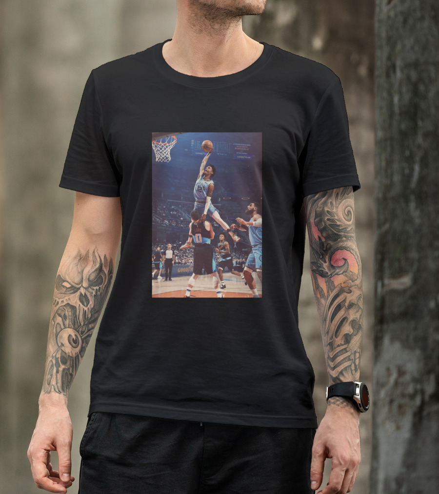 Ja Morant Dunk Over Love Basketball Action Scene T-Shirt
