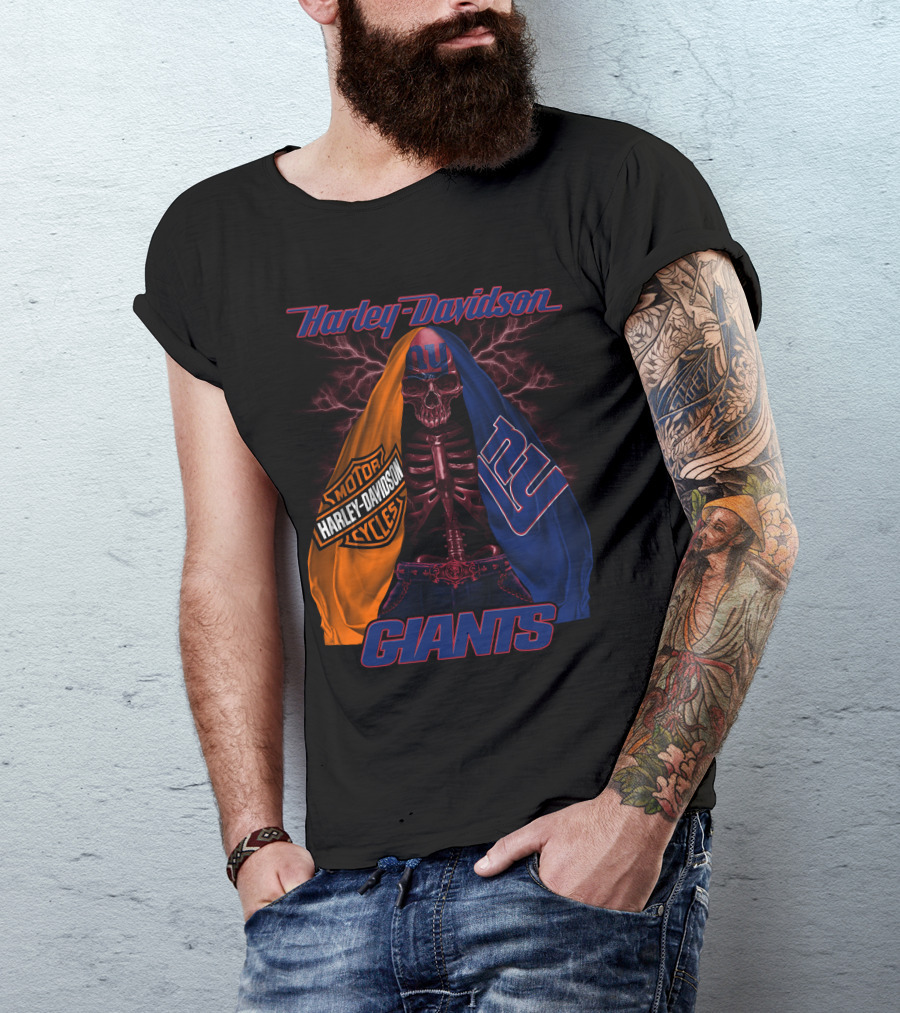 Harley Davidson New York Giants Motorcycles Hd0903 T-Shirt