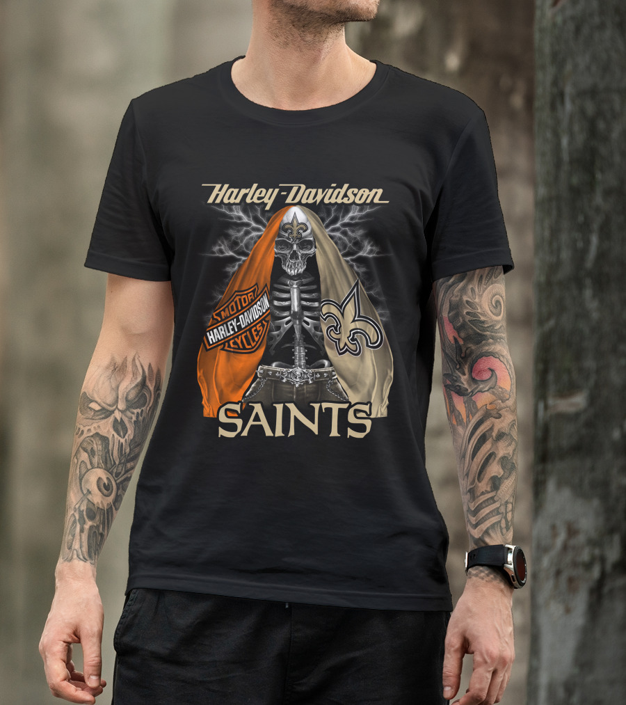 Harley Davidson Motorcycles New Orleans Saints T-Shirt