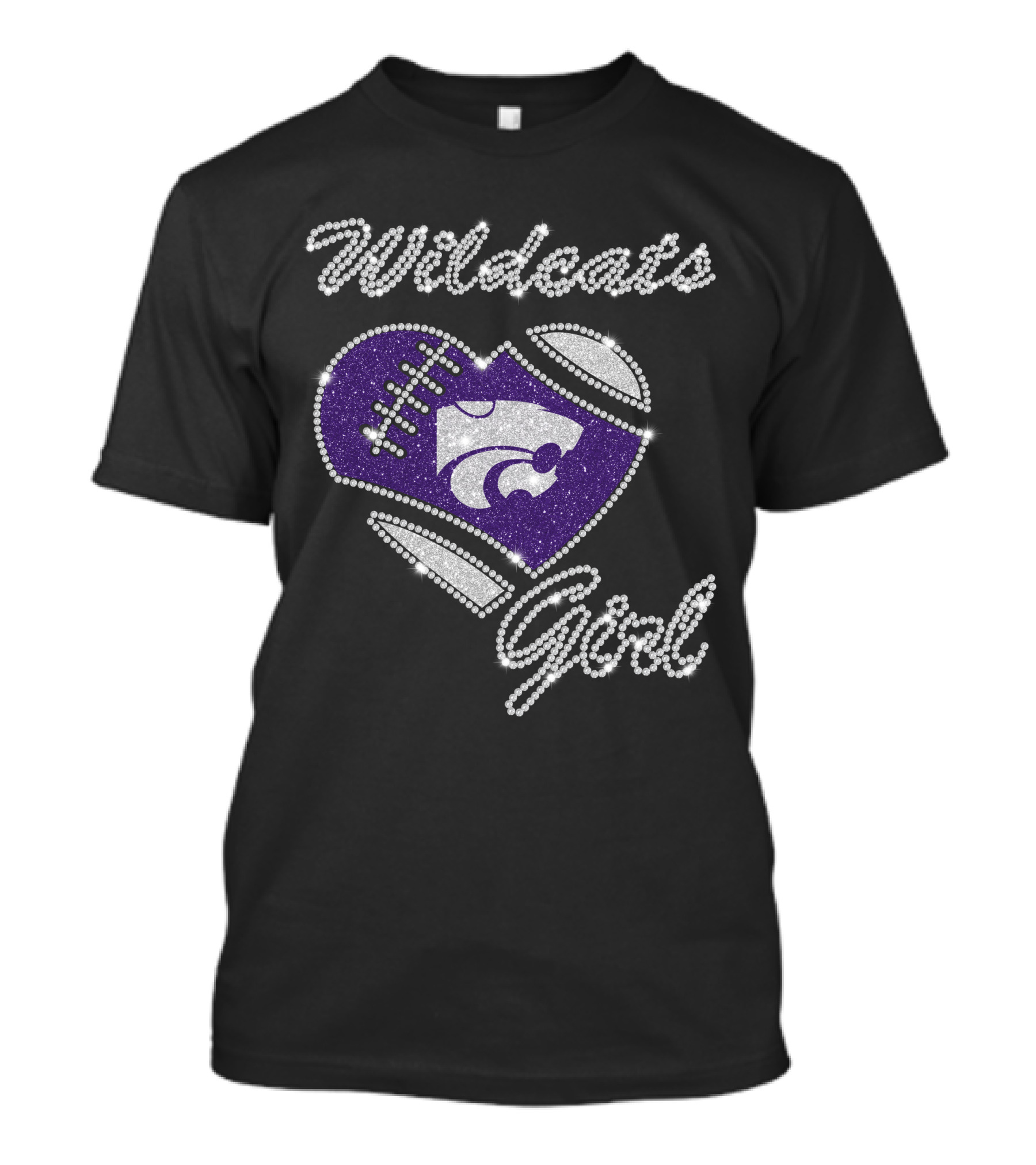 Wildcats Girl Kansas State Heart Football T-Shirt