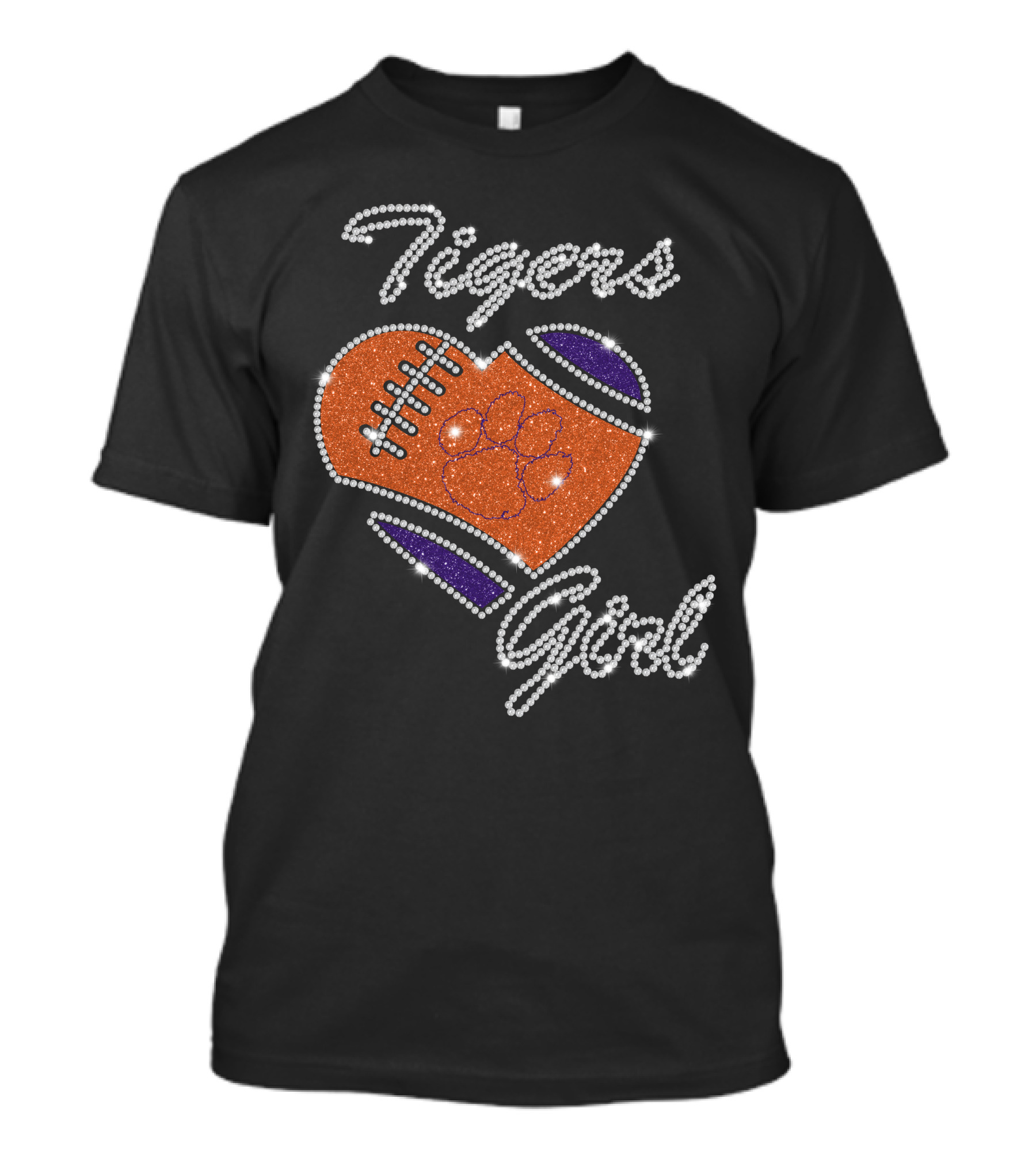 G1003 Clemson Tigers Girl Football Heart T-Shirt
