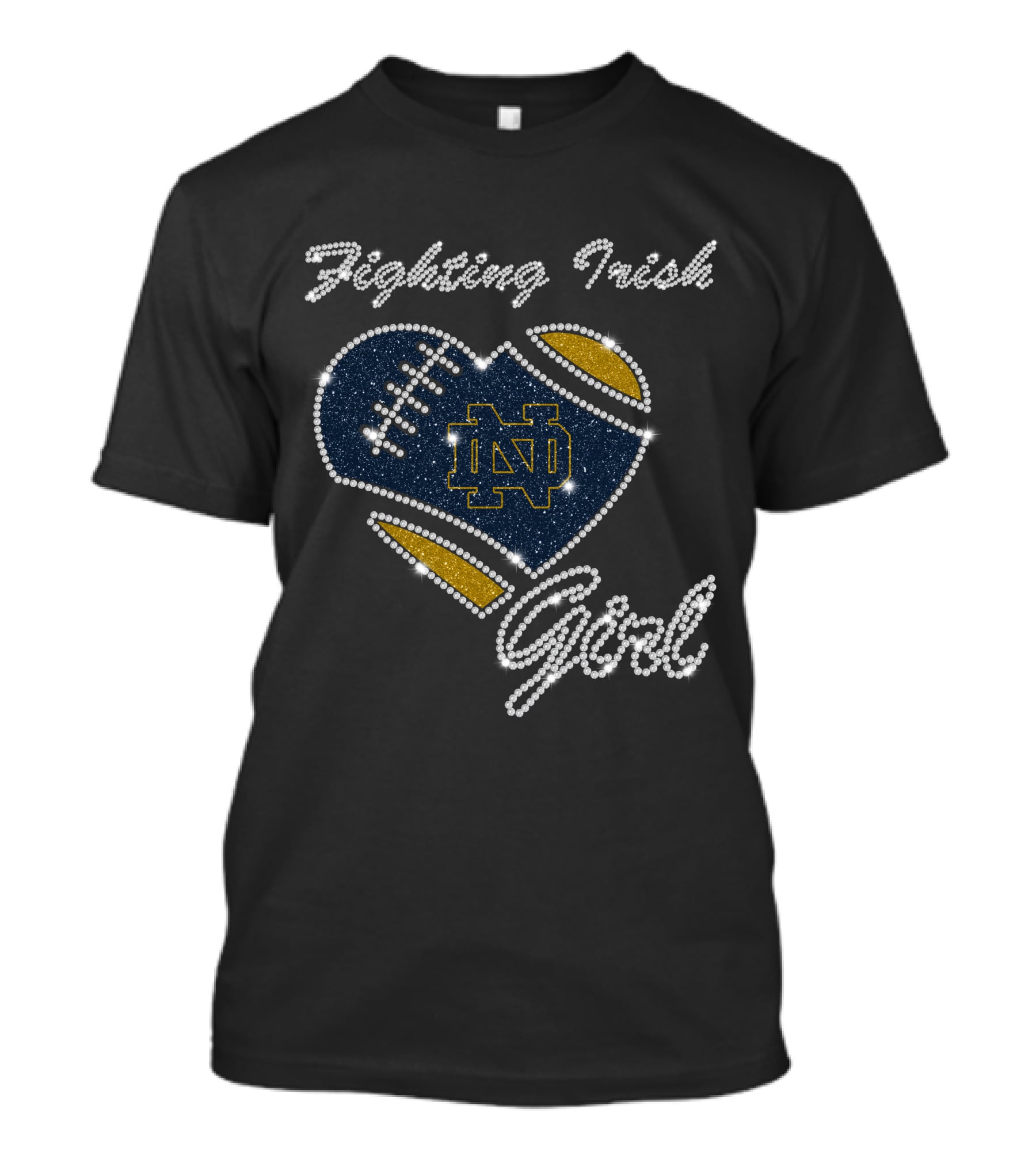 G1003 Notre Dame Fighting Irish Football Heart Girl T-Shirt