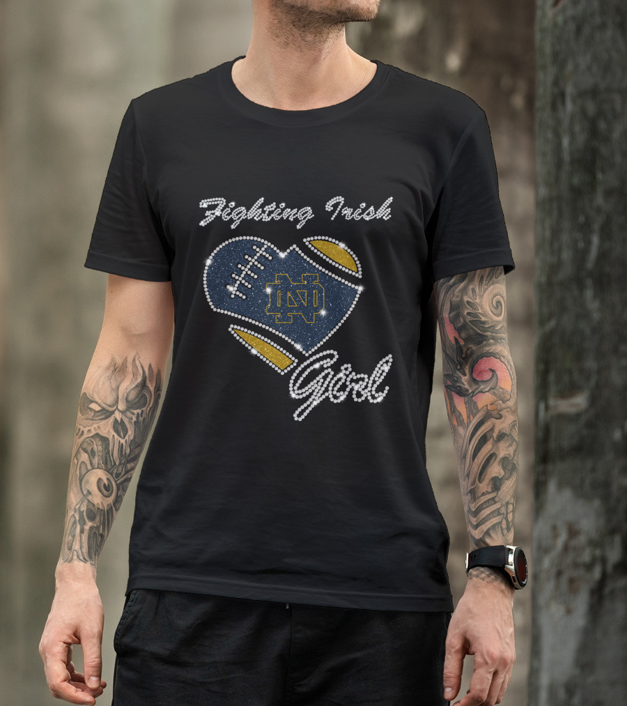 G1003 Notre Dame Fighting Irish Football Heart Girl T-Shirt