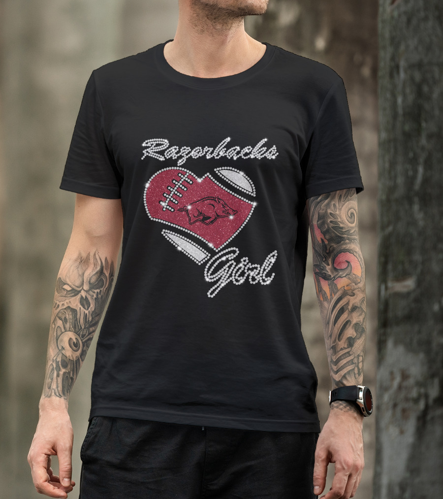 Razorbacks Girl Arkansas Razorbacks Football Heart T-Shirt