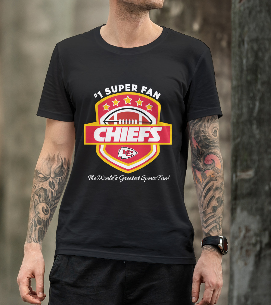 Kansas City Chiefs Football Stars Red Gold Emblem Shield T-Shirt