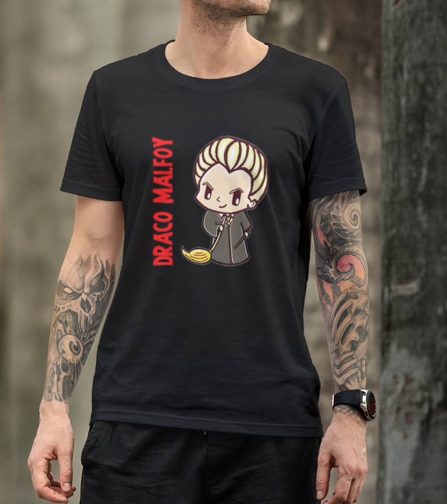 Draco Malfoy Chibi Character With Broom T-Shirt