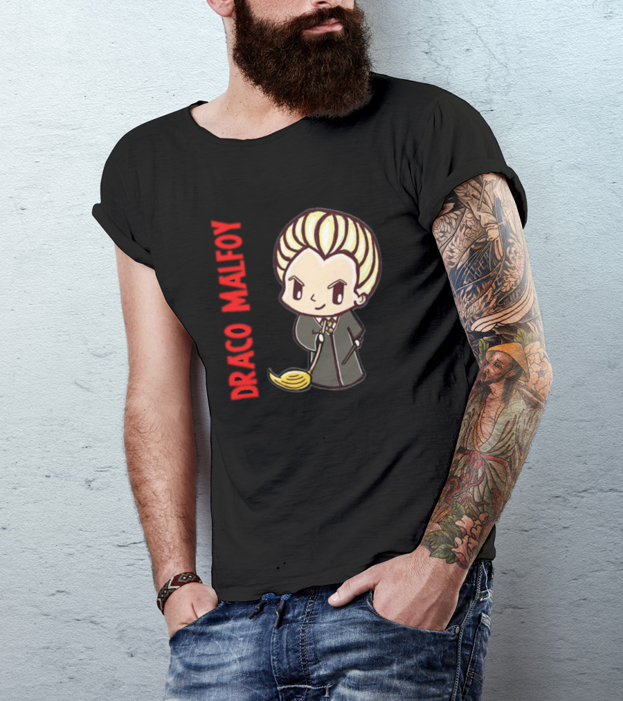 Draco Malfoy Chibi Character With Broom T-Shirt