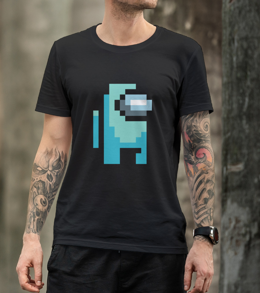 Among Us Cyan Crewmate Pixel T-Shirt