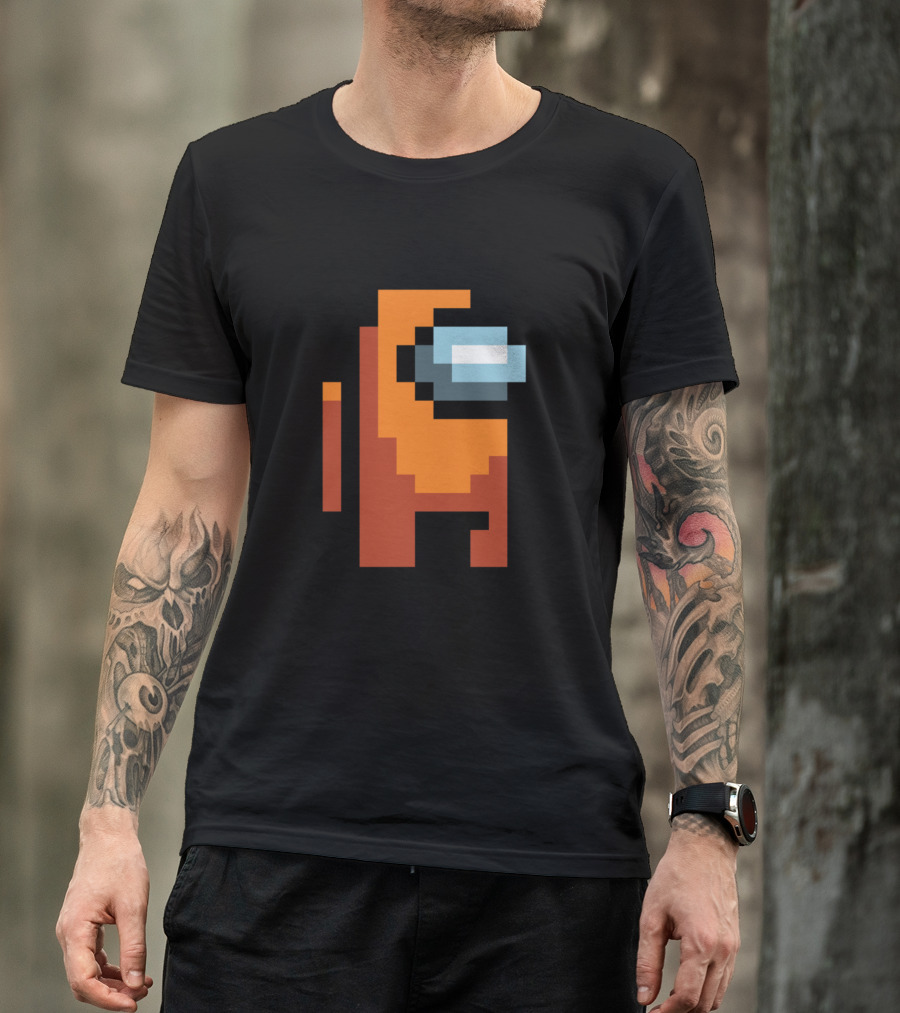 Among Us Orange Crewmate Pixel T-Shirt