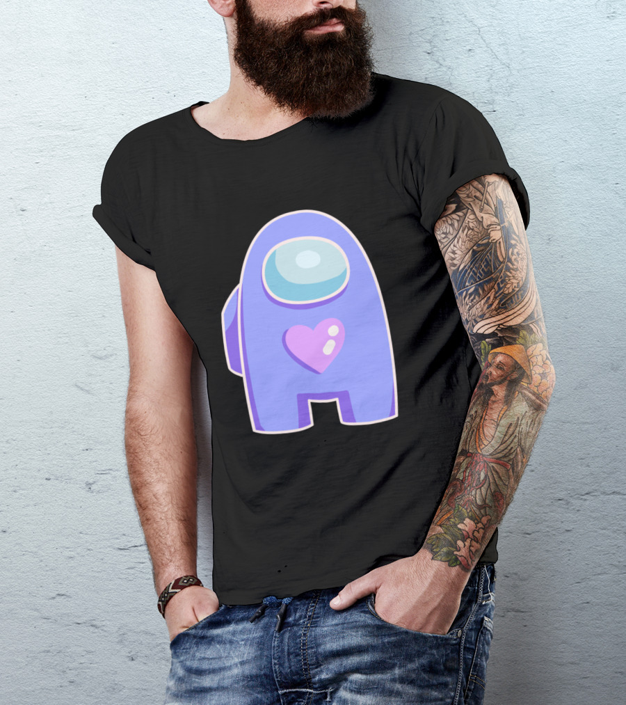 Blue Violet Among Us Crewmate Heart T-Shirt
