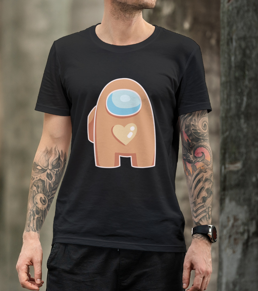 Brown Crewmate With Heart Among Us T-Shirt