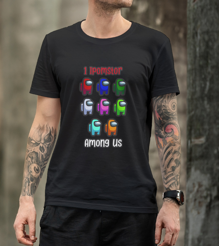 1 Impostor Among Us With Six Crewmates In Different Colors T-Shirt